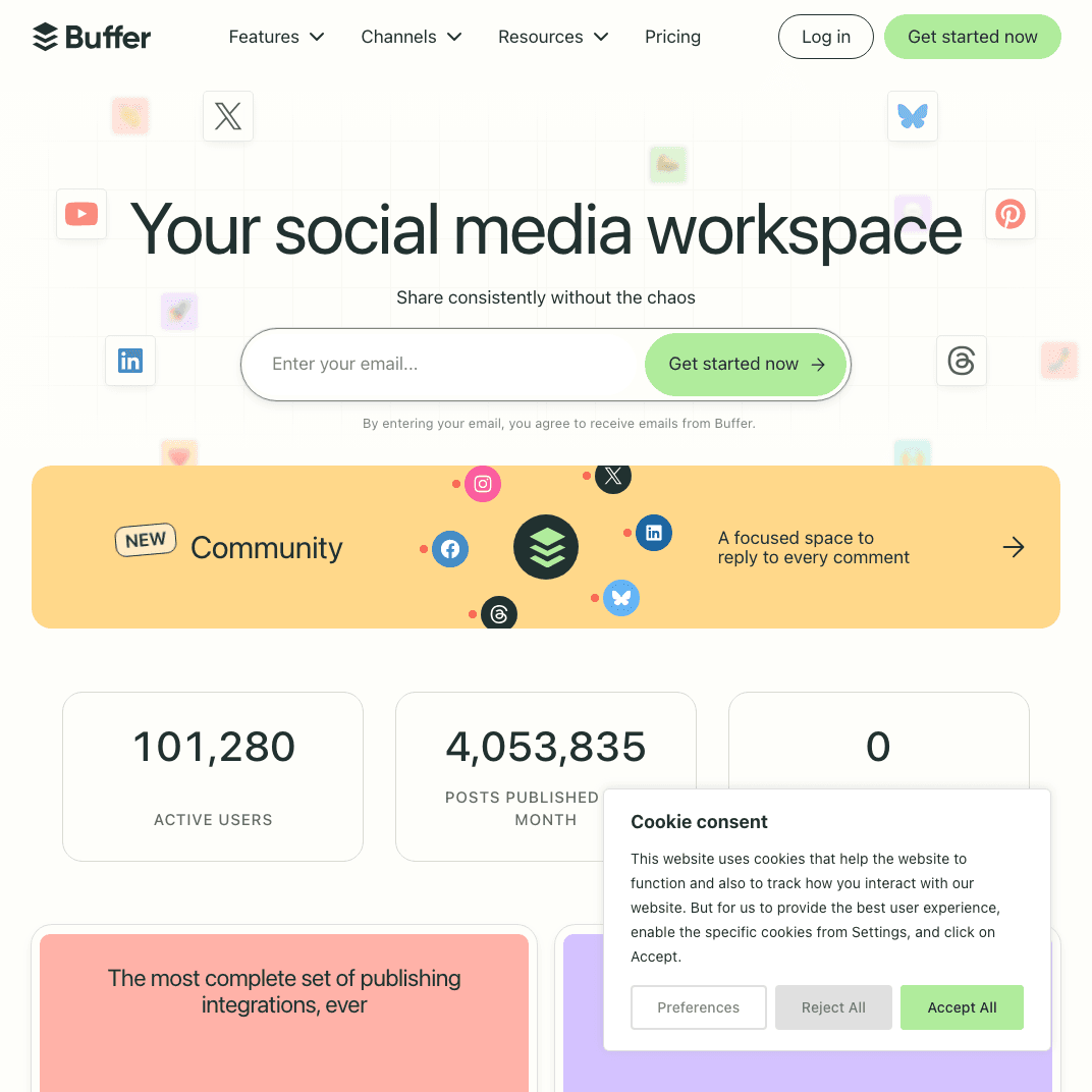 Screenshot of Buffer dashboard showing content queue interface