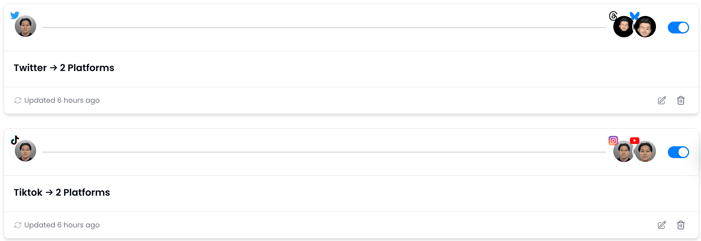 Screenshot of PostOnce AI tools and publishing automation features
