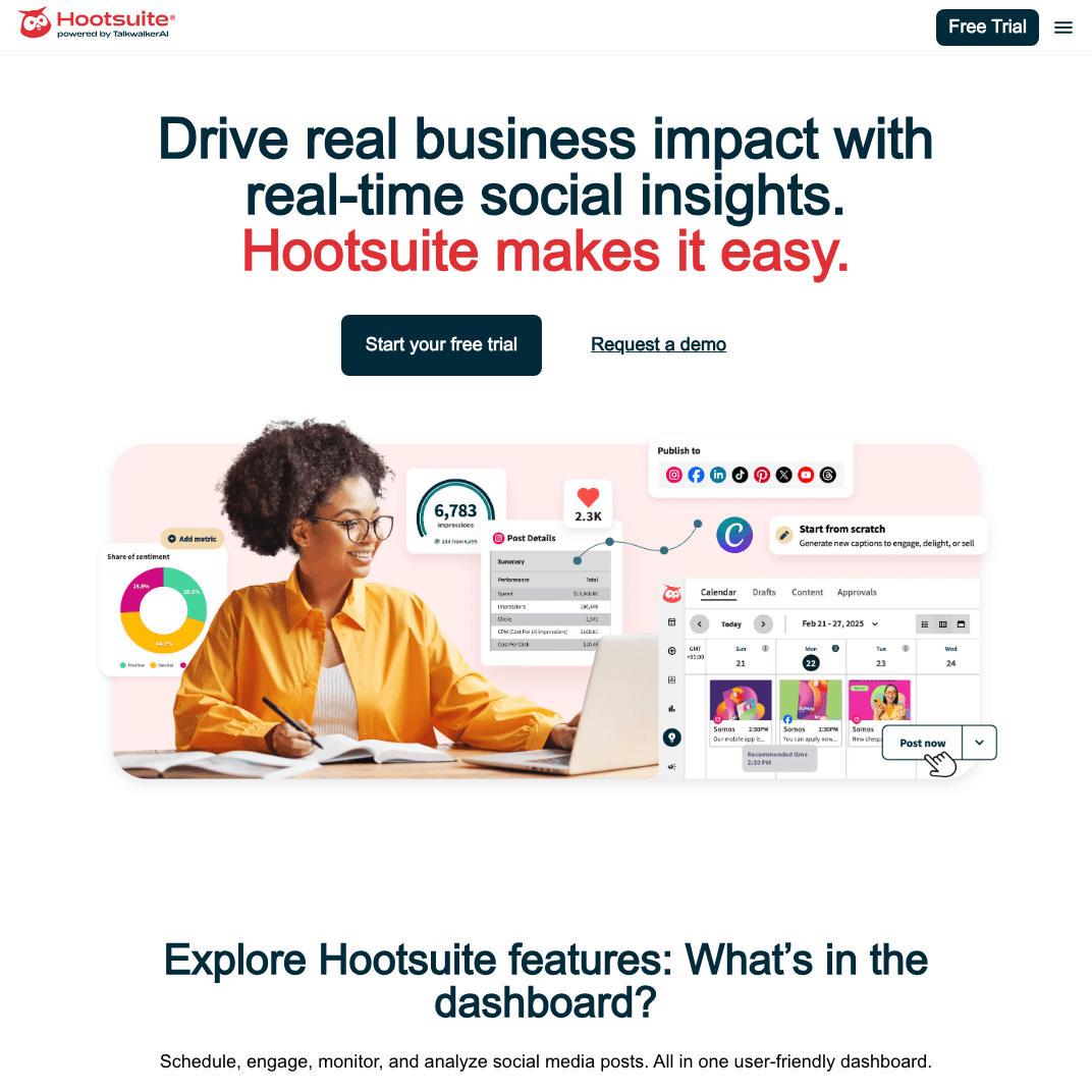 Hootsuite social media management dashboard