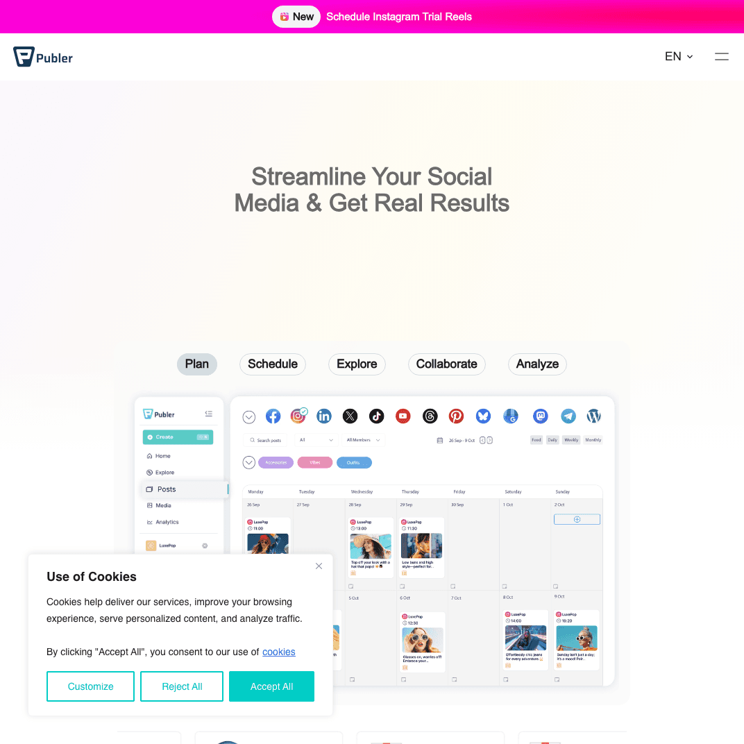 Publer scheduling dashboard