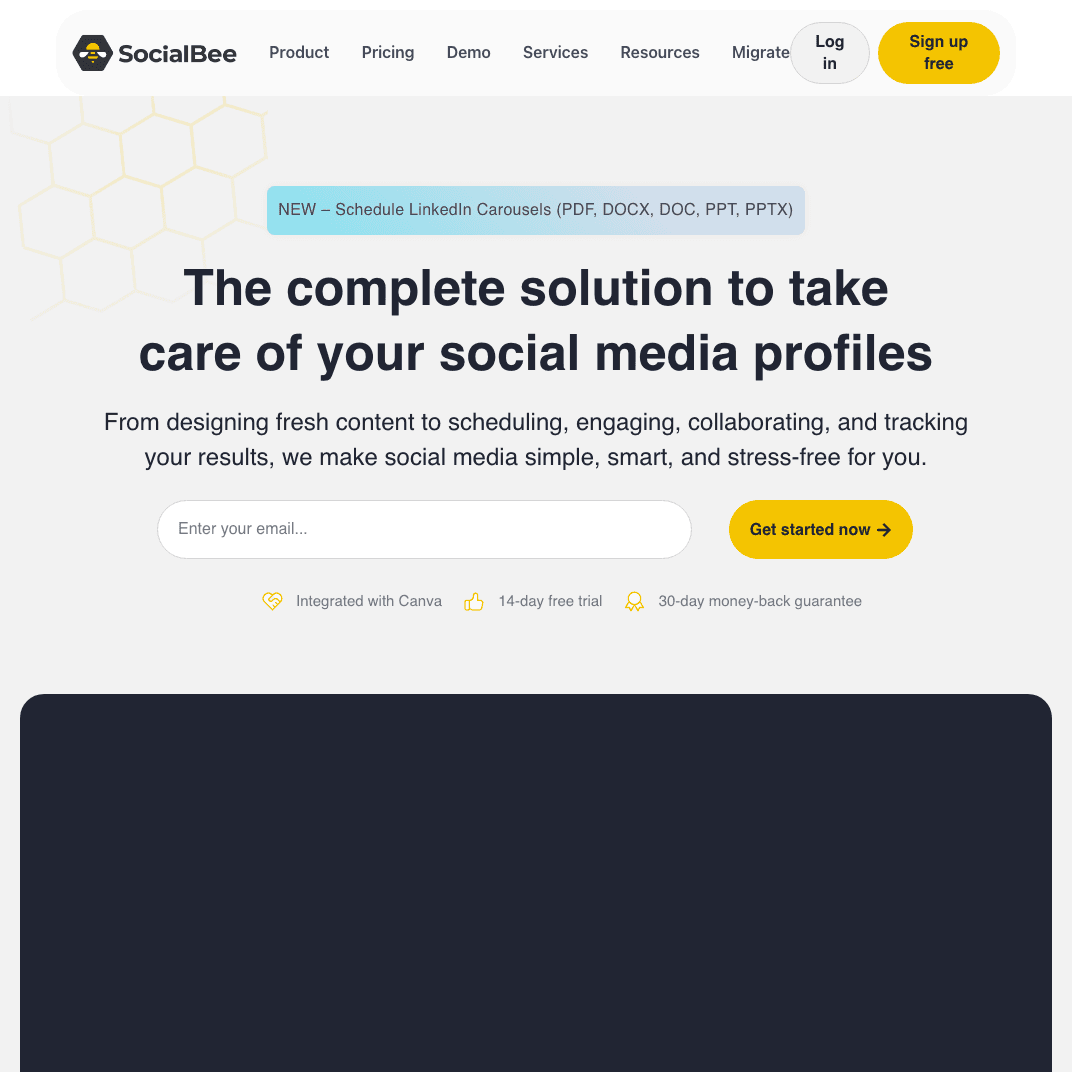 SocialBee content categories dashboard