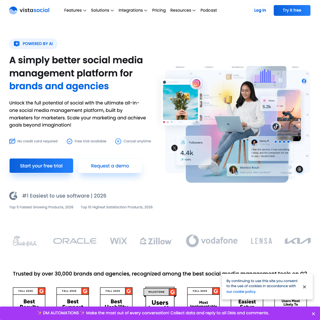Vista Social management dashboard