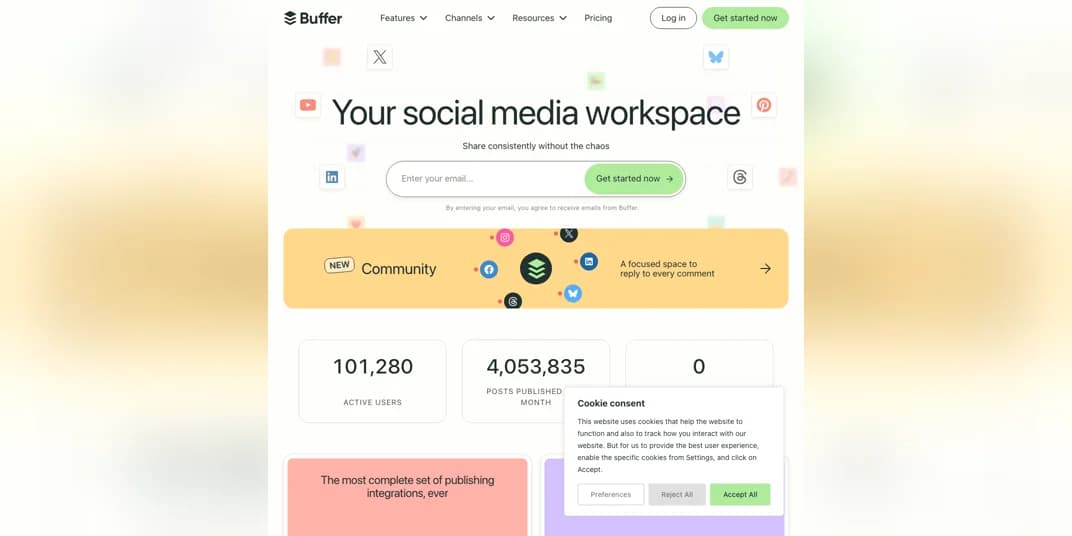 Buffer social media scheduling dashboard