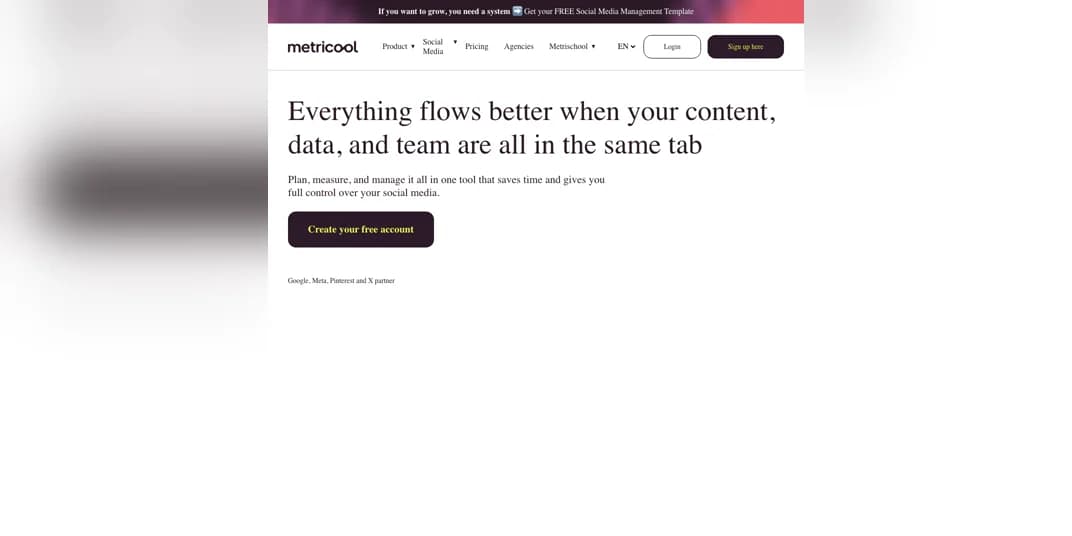 Metricool analytics and social media planning dashboard