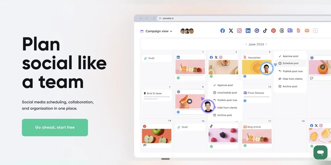 Planable content approval and collaboration workspace