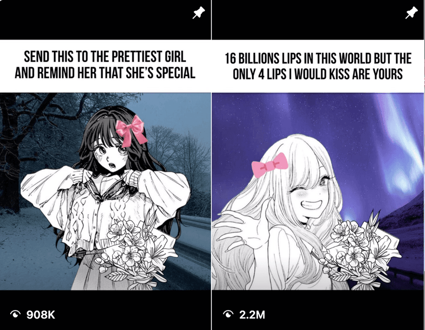 TikTok videos with 908K and 2.2M views crossposted via PostOnce