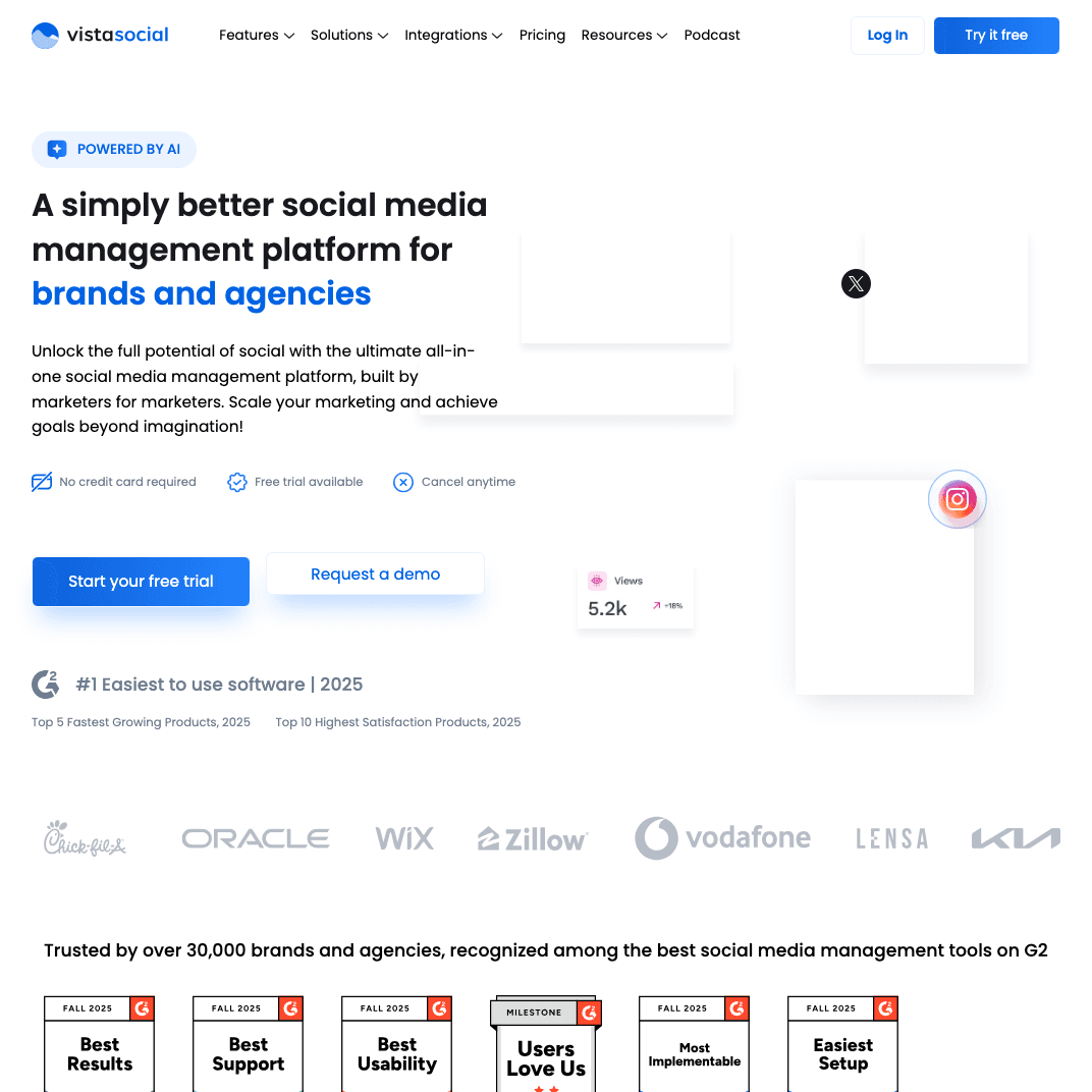 Vista Social dashboard screenshot