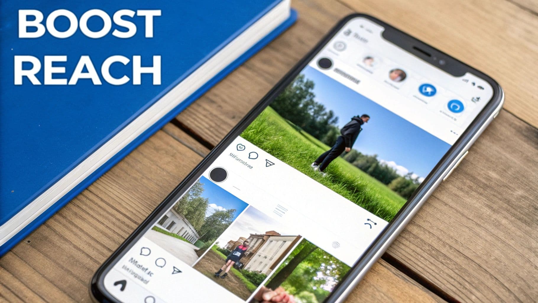 An optimized Instagram post showing a compelling cover image and engaging caption with hashtags