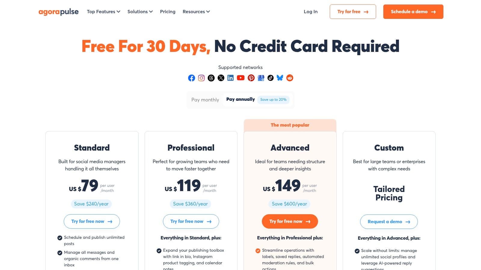 Agorapulse's pricing plans