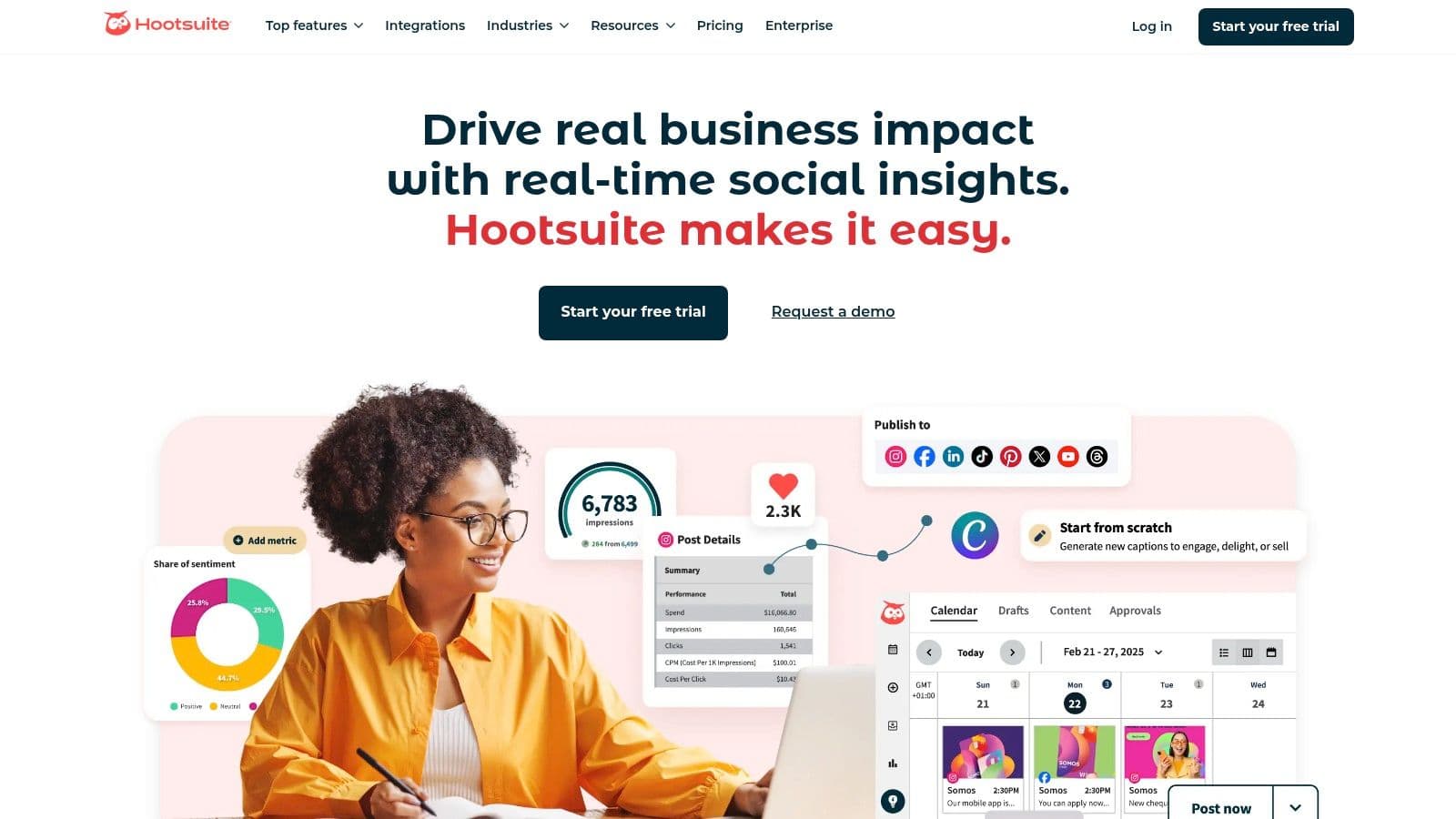 Hootsuite's social media dashboard interface