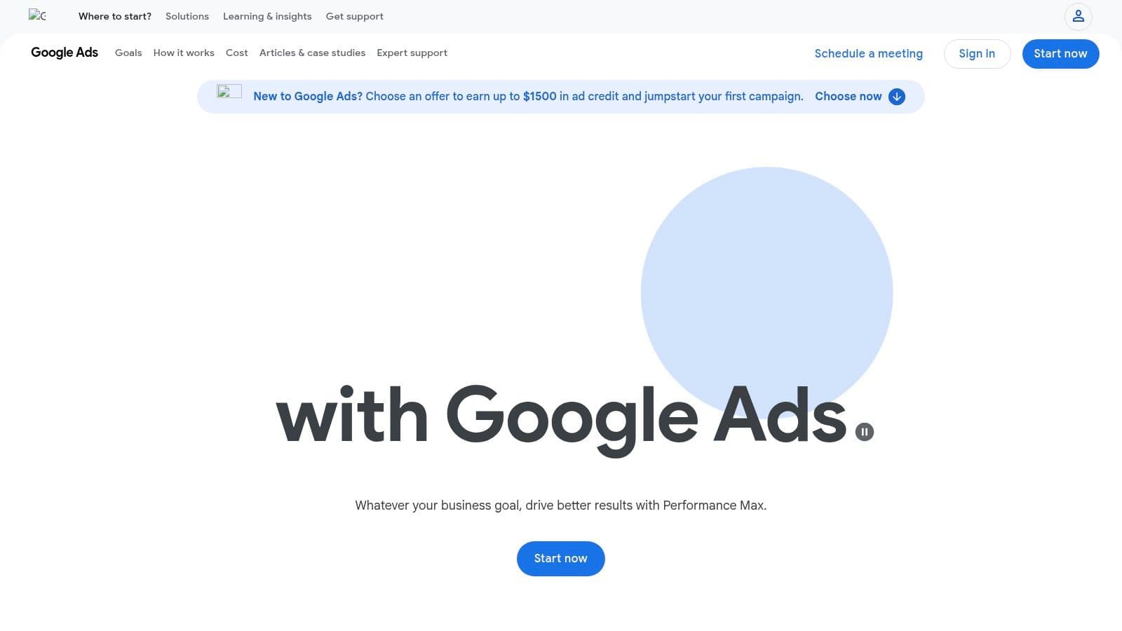 Google Ads campaign setup interface showing options for campaign objectives like Sales, Leads, and Website Traffic.